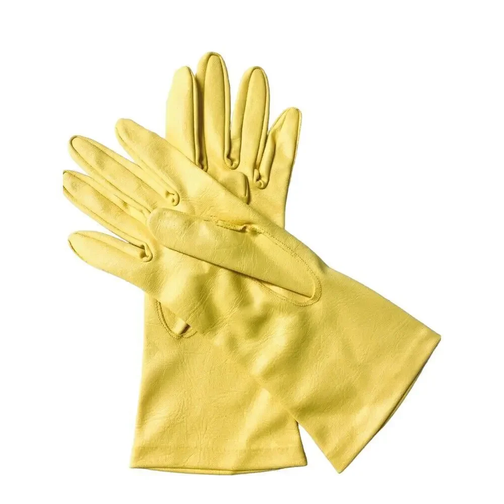 Vintage VAN RAALTE Canary Yellow women's gloves Wrist Length O/S 1960s
